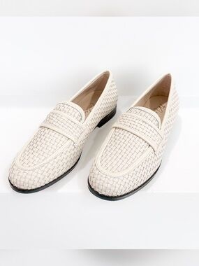 Woven Penny Loafers in Cream
